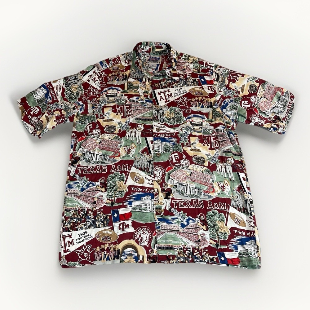 Reyn Spooner Shirt Men Small Collegiate Football Texas A&M Aggies All Over Print